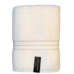 Tahari Home White Sparkly Holiday Bathroom Bath Towel White Gold Stripes NWT New